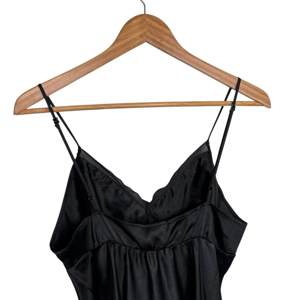 Victoria's Secret Womens Chemise Nightgown Small Black Satin Babydoll Lingerie